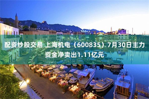 配资炒股交易 上海机电（600835）7月30日主力资金净卖出1.11亿元