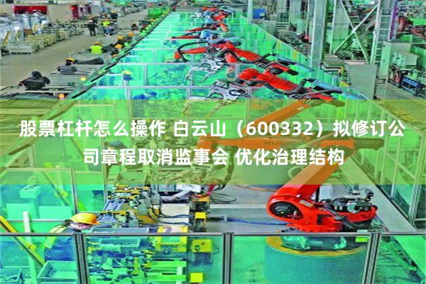股票杠杆怎么操作 白云山（600332）拟修订公司章程取消监事会 优化治理结构