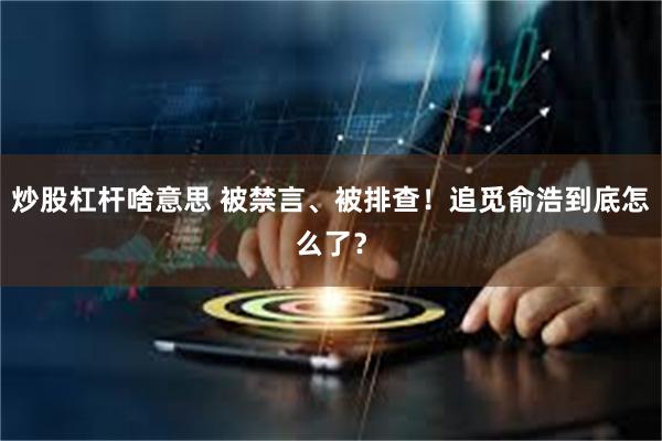 炒股杠杆啥意思 被禁言、被排查！追觅俞浩到底怎么了？