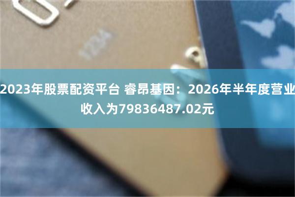 2023年股票配资平台 睿昂基因：2026年半年度营业收入为79836487.02元