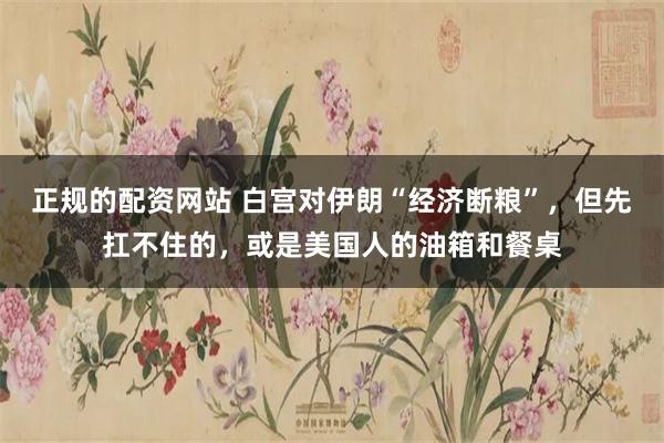 正规的配资网站 白宫对伊朗“经济断粮”，但先扛不住的，或是美国人的油箱和餐桌