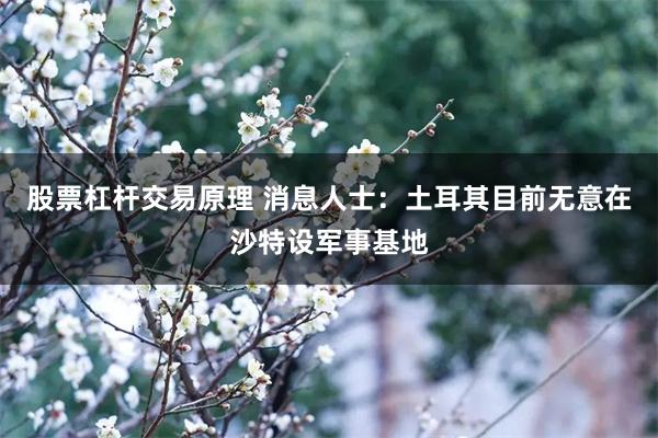 股票杠杆交易原理 消息人士：土耳其目前无意在沙特设军事基地